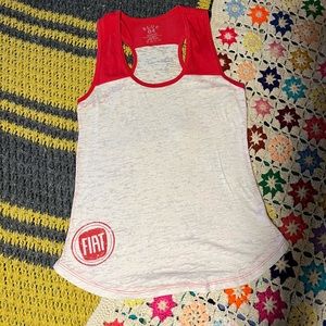 Blue 84 size M red and white fiat tank top.